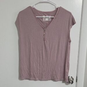 Casual Mauve V-Neck Short Sleeve Tee